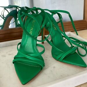 Liliana Emerald Green Lace-Up Stiletto Heels
